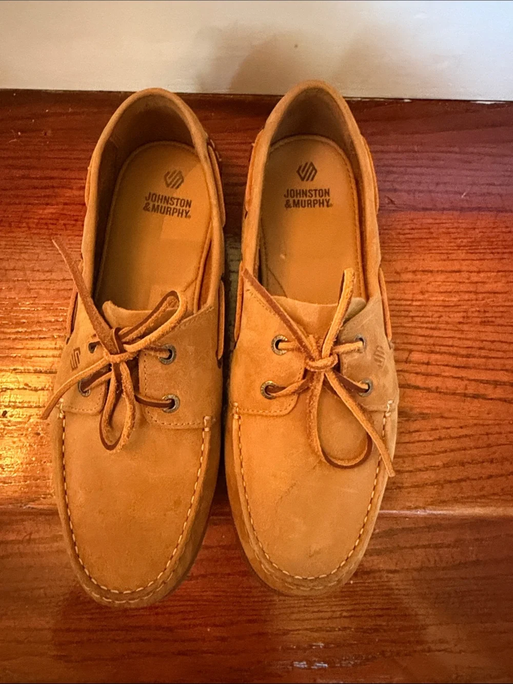 Johnston & Murphy Boy’s Brown Tan Oiled Leather Suede Boat Shoes